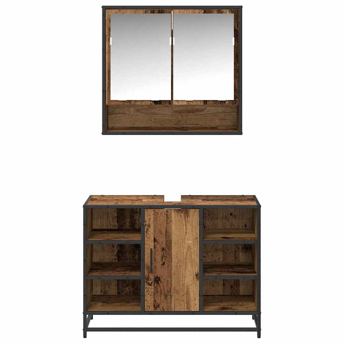 Set di mobili per il bagno con lo scaffale 2 pcs Legno vecchio 3402527