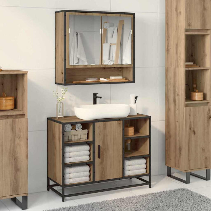 Set di mobili per il bagno con porta 2 pcs Rovere artigianale 3402528