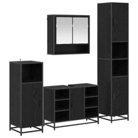 Set di mobili per il bagno 4 pcs Rovere Nero Legno multistrato 3402532