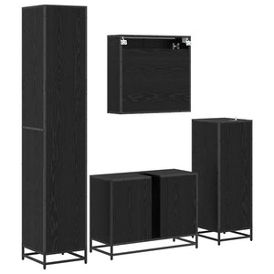 Set di mobili per il bagno 4 pcs Rovere Nero Legno multistrato 3402532