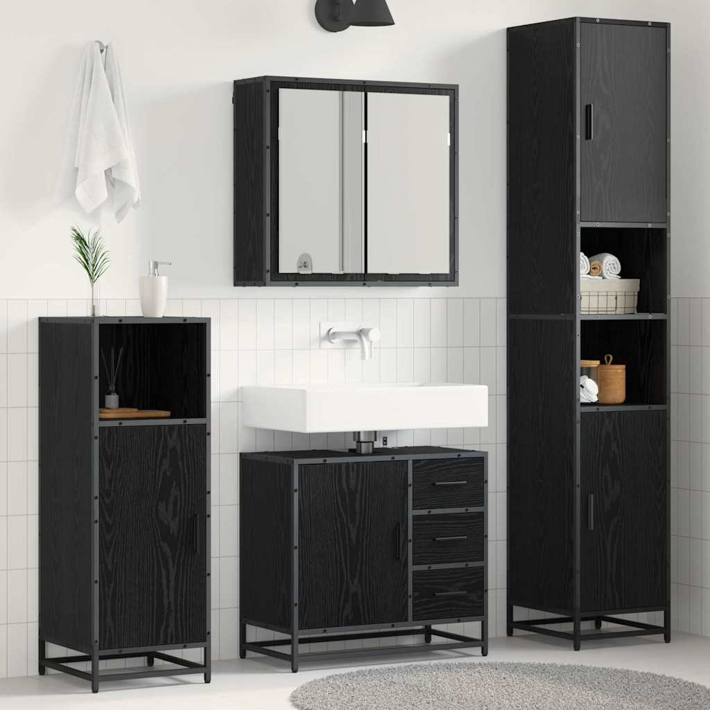 Set di mobili per il bagno 3 pcs Rovere nero 65 x 33 x 60 cm 3402535