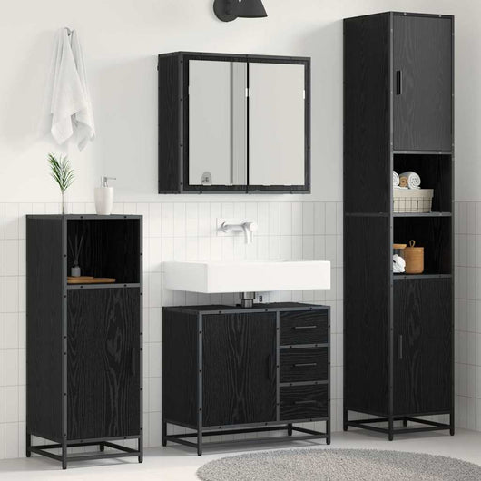 Set di mobili per il bagno 3 pcs Rovere nero 65 x 33 x 60 cm 3402535