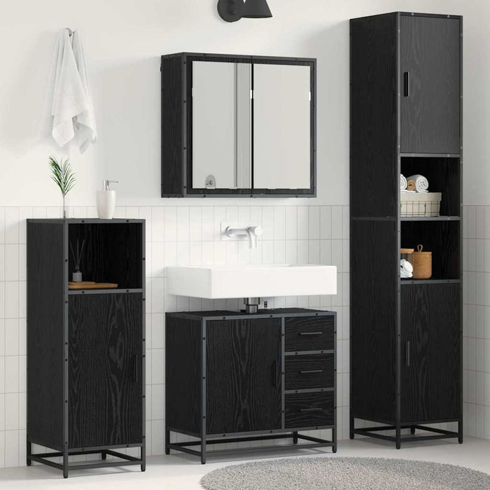 Set di mobili per il bagno 3 pcs Rovere nero 65 x 33 x 60 cm 3402535