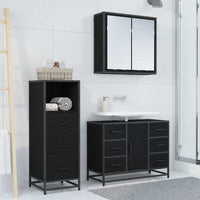 Set di mobili per il bagno 3 pcs Rovere nero 80 x 33 x 60 cm 3402538