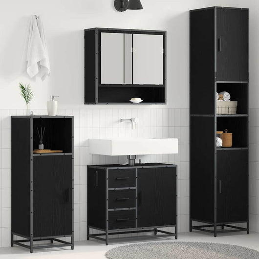 Set di mobili per il bagno 3 pcs Rovere nero 90 x 33 x 60 cm 3402541
