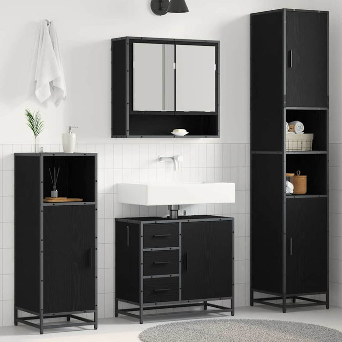 Set di mobili per il bagno 3 pcs Rovere nero 90 x 33 x 60 cm 3402541