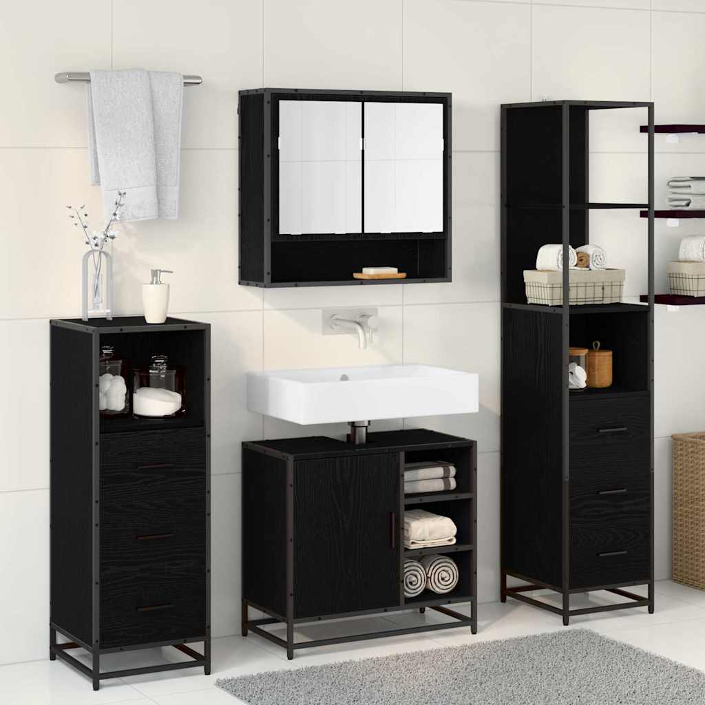 Set di mobili per il bagno 4 pcs Rovere nero 65 x 33 x 60 cm 3402544