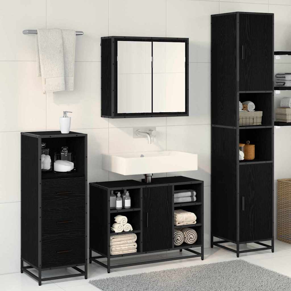 Set di mobili per il bagno 3 pcs Rovere nero 80 x 33 x 60 cm 3402547
