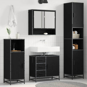 Set di mobili per il bagno 3 pcs Rovere Nero Legno multistrato 3402550