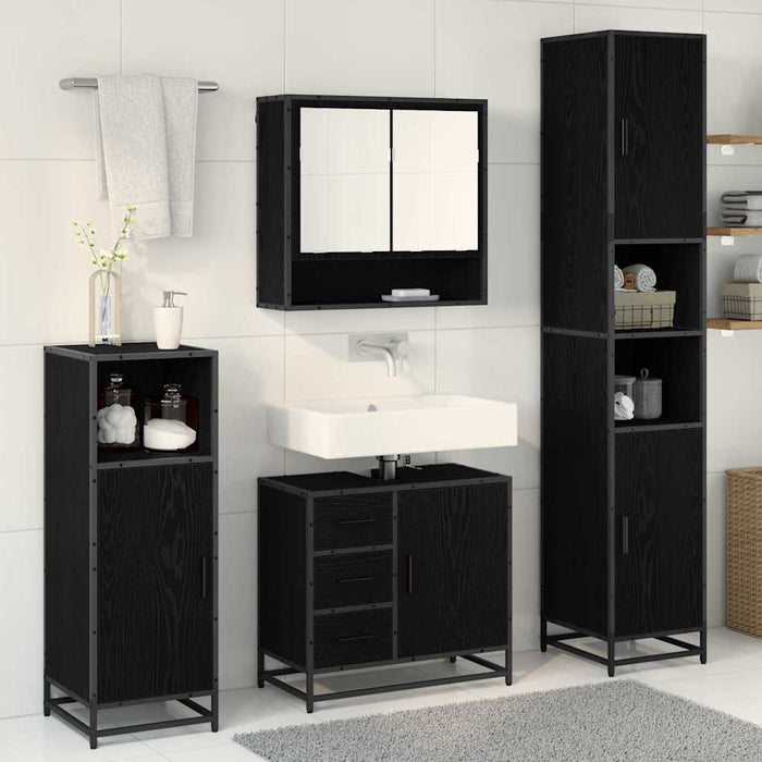 Set di mobili per il bagno 3 pcs Rovere Nero Legno multistrato 3402550