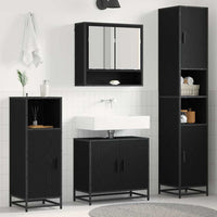 Set di mobili per il bagno 3 pcs Rovere Nero Legno multistrato