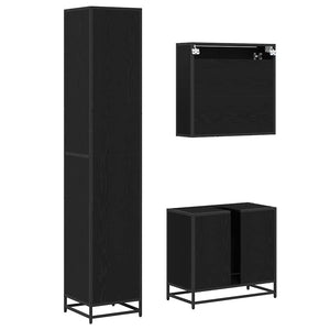 Set di mobili per il bagno 3 pcs Rovere Nero Legno multistrato 3402553