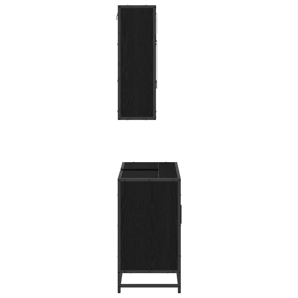 Set di mobili per il bagno 2 pcs Rovere Nero Legno multistrato 3402556