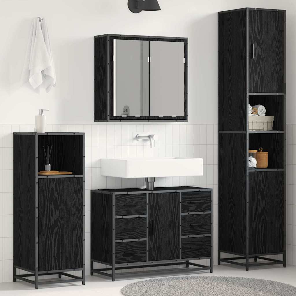 Set di mobili per il bagno 3 pcs Rovere nero 80 x 33 x 60 cm 3402562