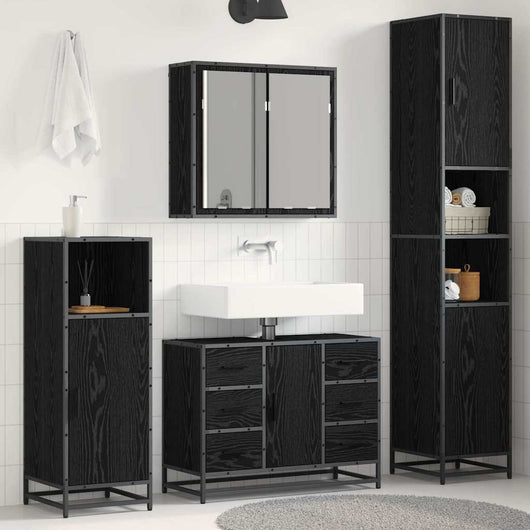 Set di mobili per il bagno 3 pcs Rovere nero 80 x 33 x 60 cm 3402562
