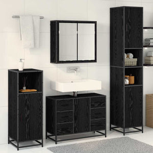 Set di mobili per il bagno 3 pcs Rovere nero 80 x 33 x 60 cm 3402562