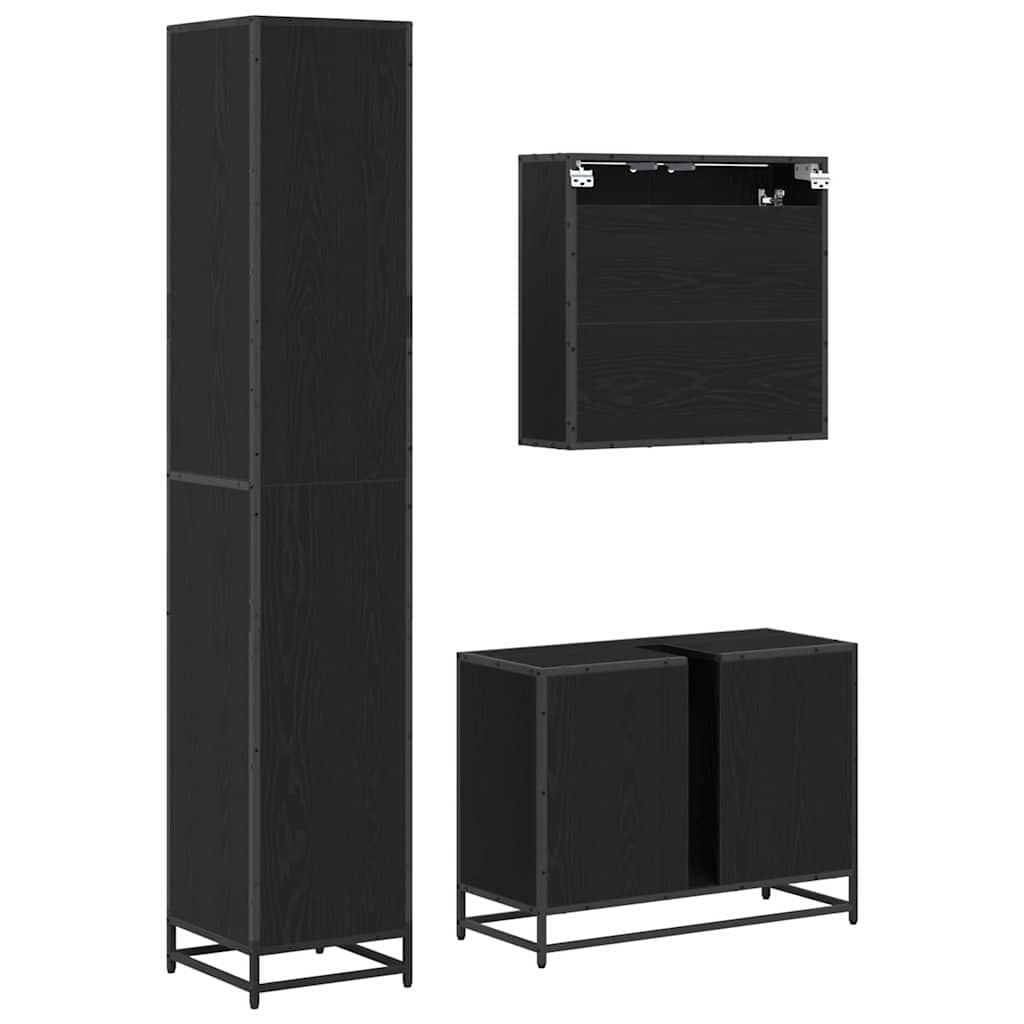 Set di mobili per il bagno 3 pcs Rovere nero 80 x 33 x 60 cm 3402562