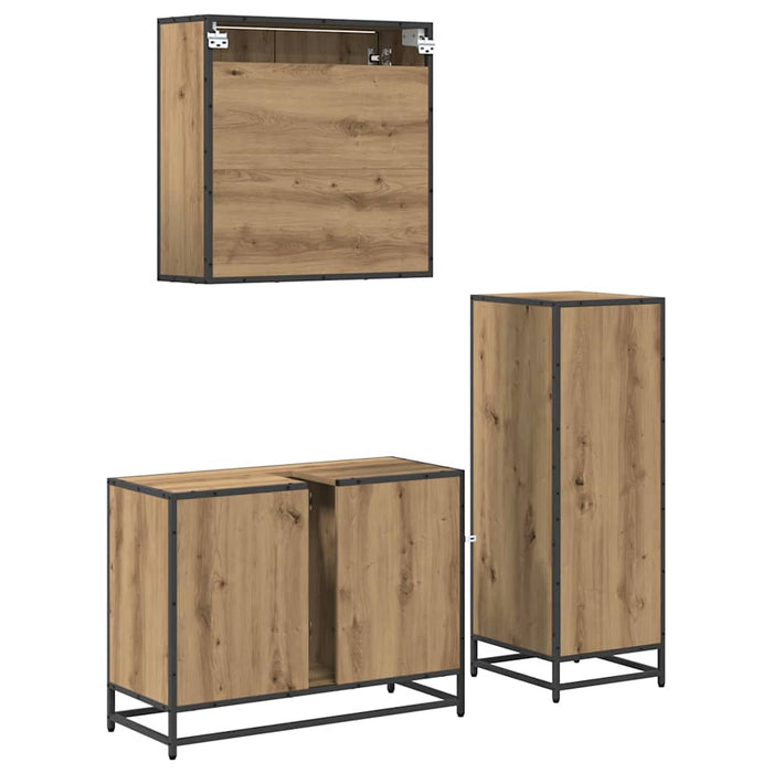 Set di mobili per il bagno con porta 3 pcs rovere artigianale 3402564