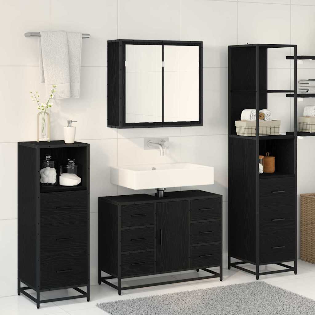 Set di mobili per il bagno 3 pcs Rovere nero 80 x 33 x 60 cm 3402565