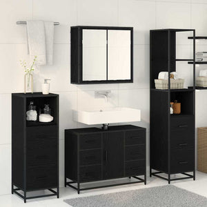 Set di mobili per il bagno 3 pcs Rovere nero 80 x 33 x 60 cm 3402565