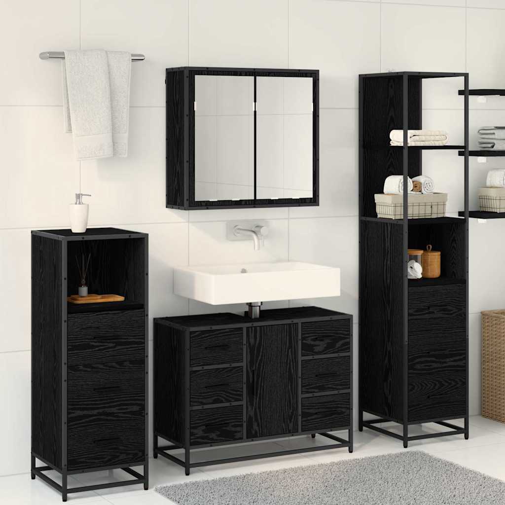 Set di mobili per il bagno 4 pcs Rovere nero 80 x 33 x 60 cm 3402568