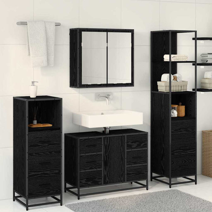 Set di mobili per il bagno 4 pcs Rovere nero 80 x 33 x 60 cm 3402568