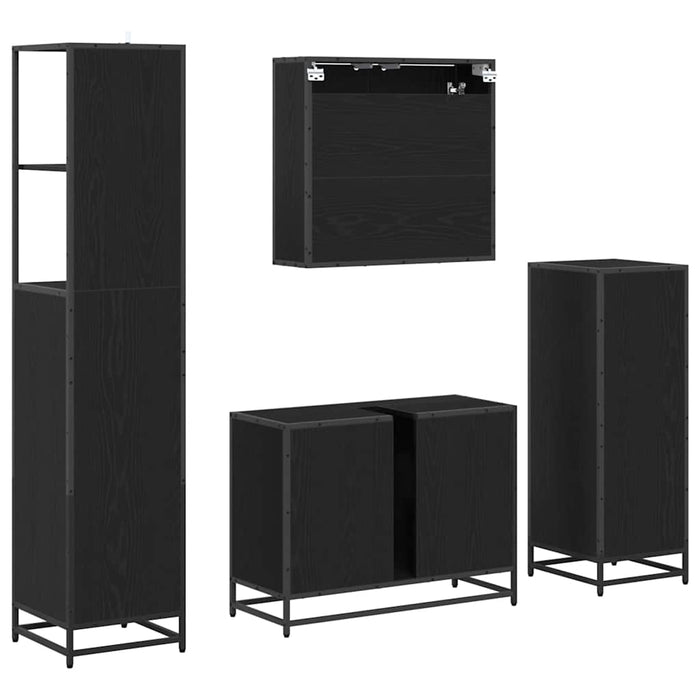 Set di mobili per il bagno 4 pcs Rovere nero 80 x 33 x 60 cm 3402568