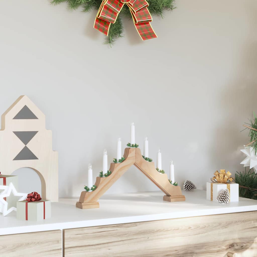 Ponte con Candele di Natale con 7 LED Marrone 39.5 x 5 x 29 cm 42019701
