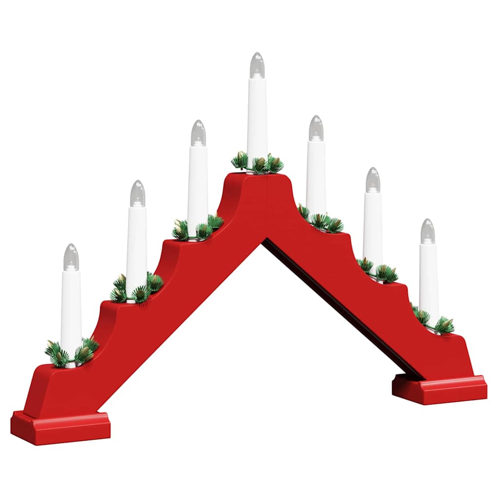 Ponte con Candele di Natale con 7 LED Rosso 39.5 x 5 x 29 cm 42019705