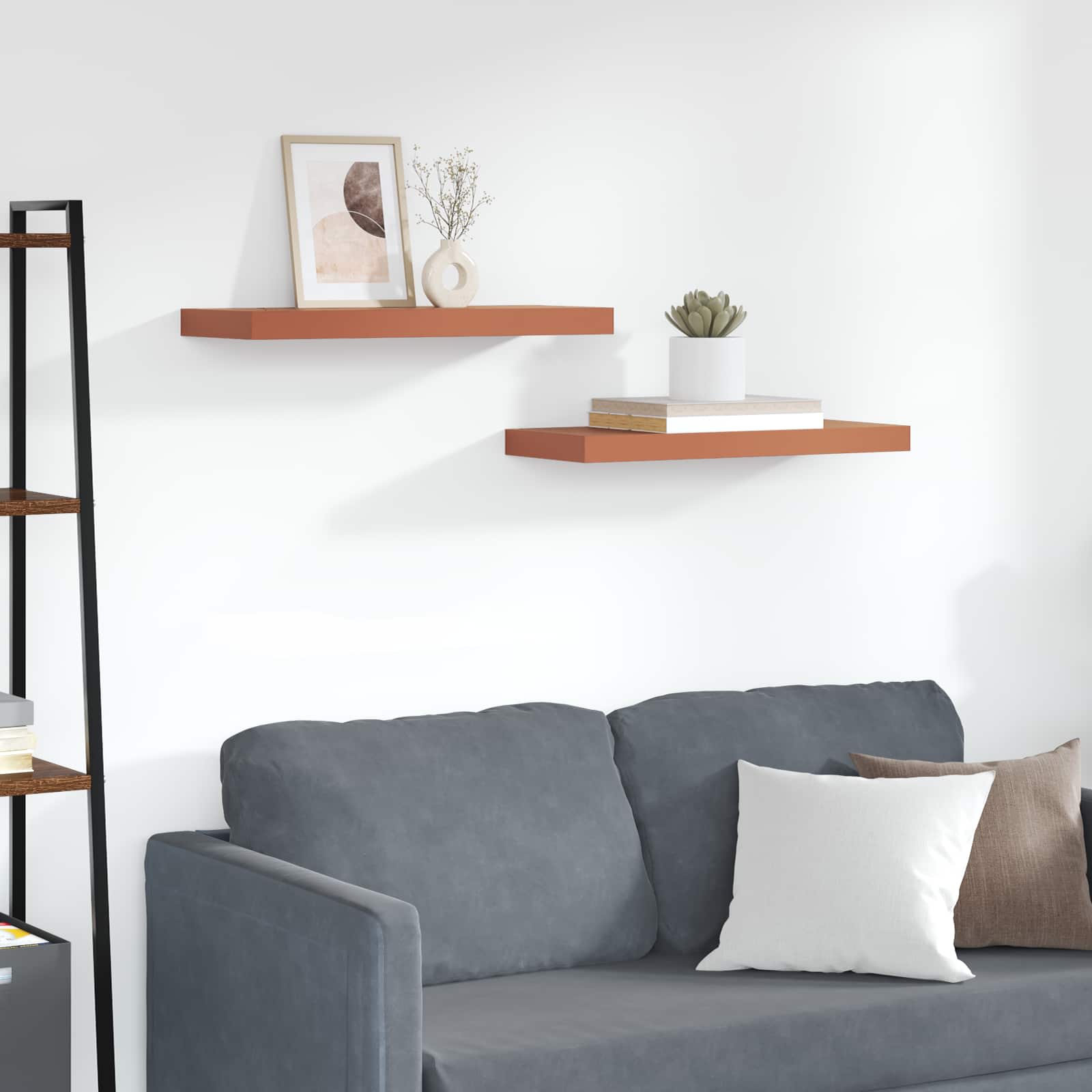 Scaffale da parete 2 pcs Rosso 50 x 23 x 4 cm Legno multistrato 42019927