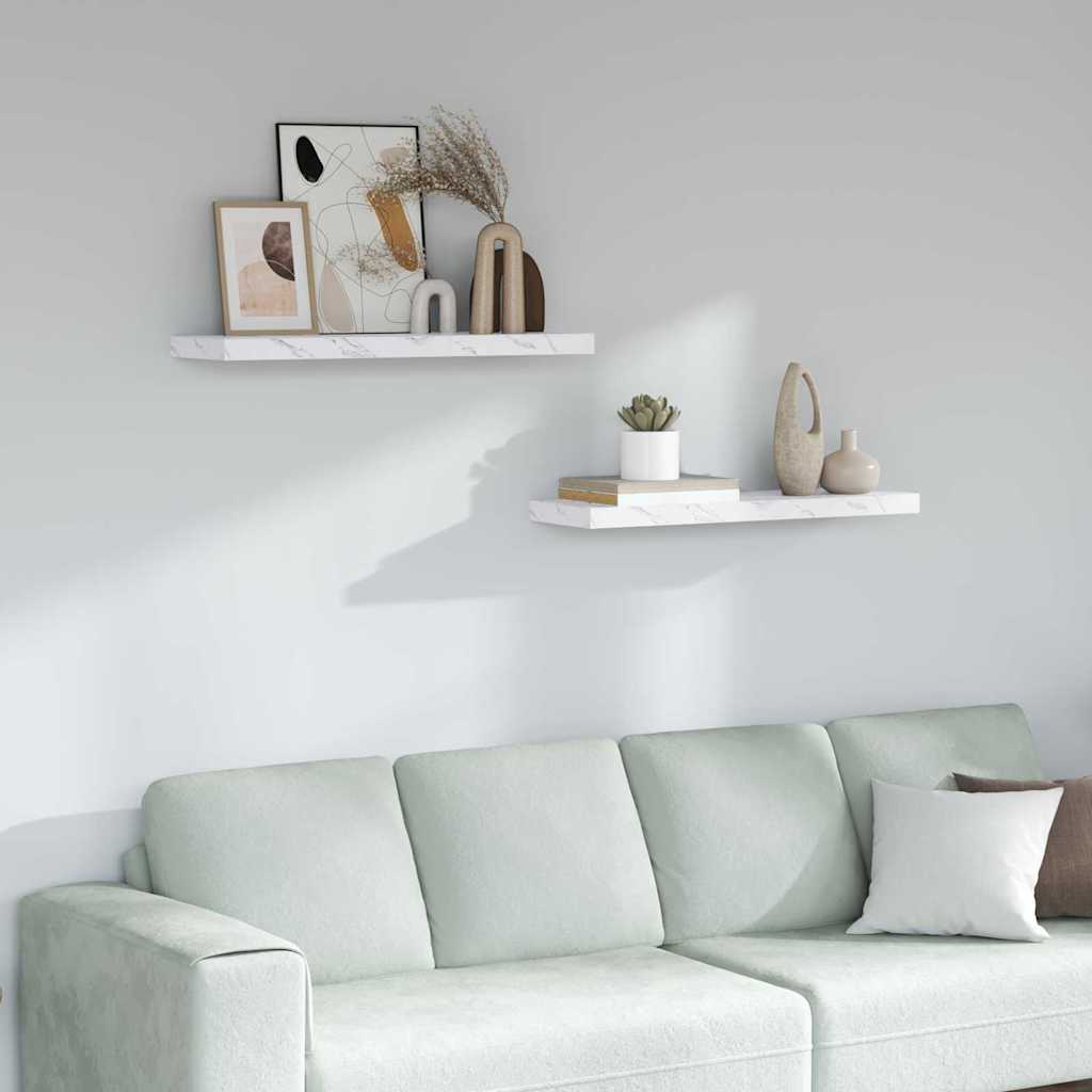 Scaffale da parete 2 pcs Marmo Bianco 80 x 23,5 x 4 cm 42019972