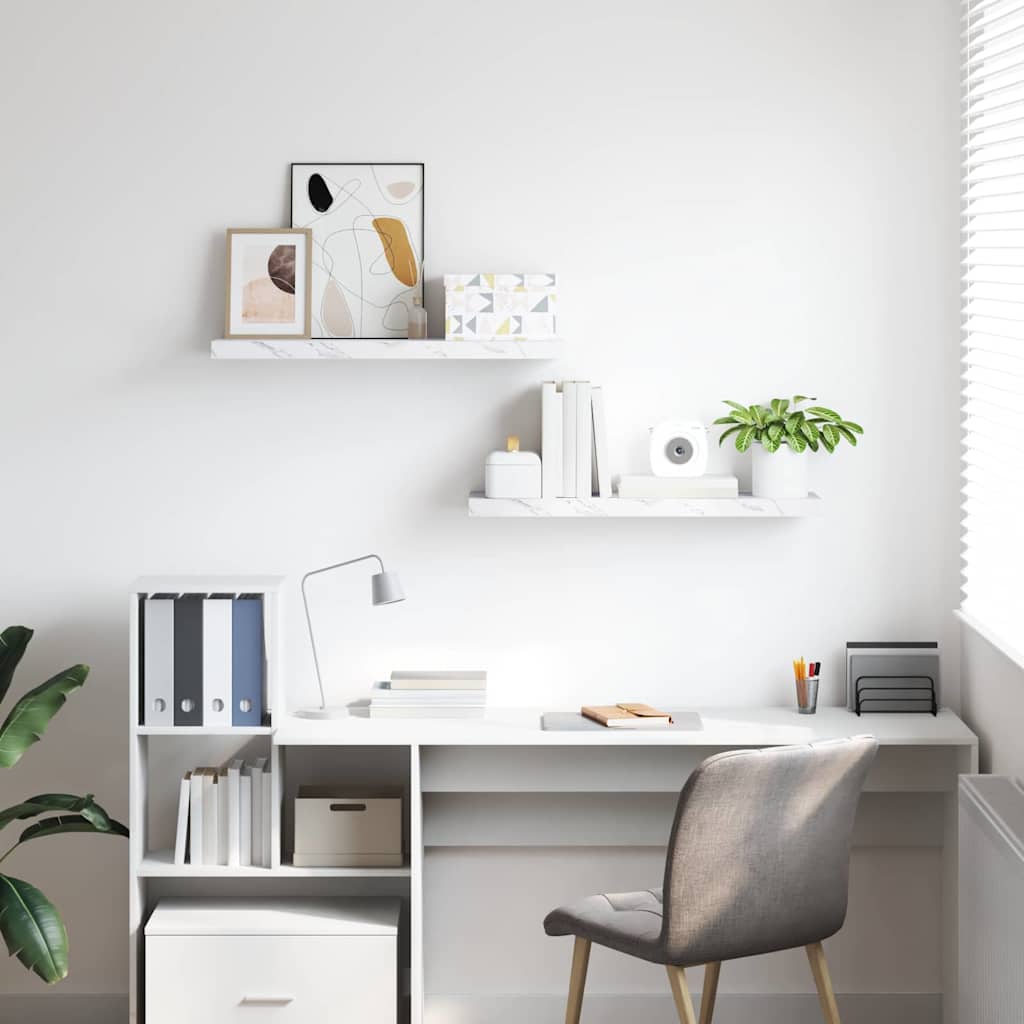 Scaffale da parete 2 pcs Marmo Bianco 80 x 23,5 x 4 cm 42019972