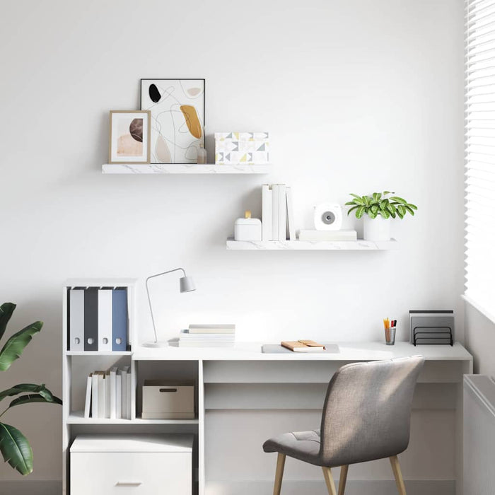 Scaffale da parete 2 pcs Marmo Bianco 80 x 23,5 x 4 cm 42019972