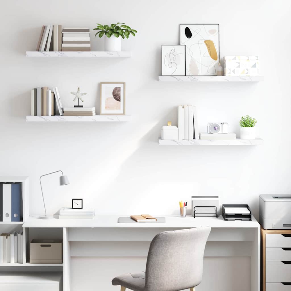 Scaffale da parete 4 pcs Marmo Bianco 80 x 23,5 x 4 cm 42019973