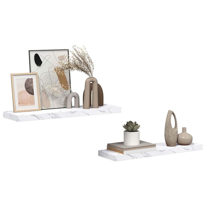 Scaffale da parete 2 pcs Marmo Bianco 90 x 23,5 x 4 cm 42019975