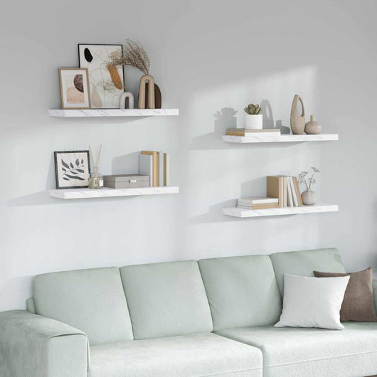 Scaffale da parete 4 pcs Marmo Bianco 90 x 23,5 x 4 cm 42019976