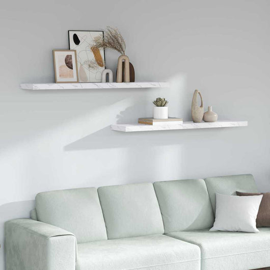 Scaffale da parete 2 pcs Marmo Bianco 120 x 23,5 x 4 cm 42019978