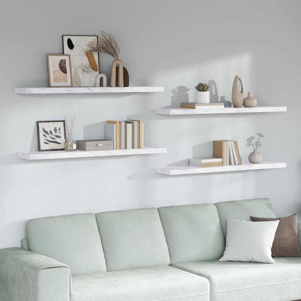 Scaffale da parete 4 pcs Marmo Bianco 120 x 23,5 x 4 cm 42019979