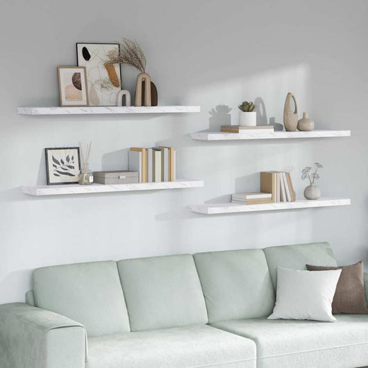 Scaffale da parete 4 pcs Marmo Bianco 120 x 23,5 x 4 cm 42019979