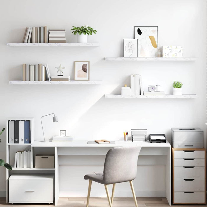 Scaffale da parete 4 pcs Marmo Bianco 120 x 23,5 x 4 cm 42019979