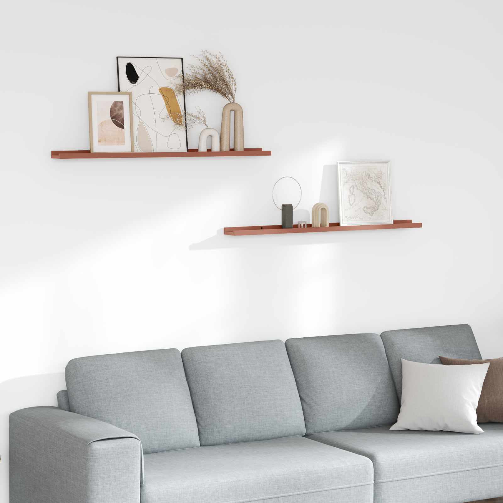 Scaffale da parete 2 pcs Rosso 100 x 9 x 3 cm Legno multistrato 42020004