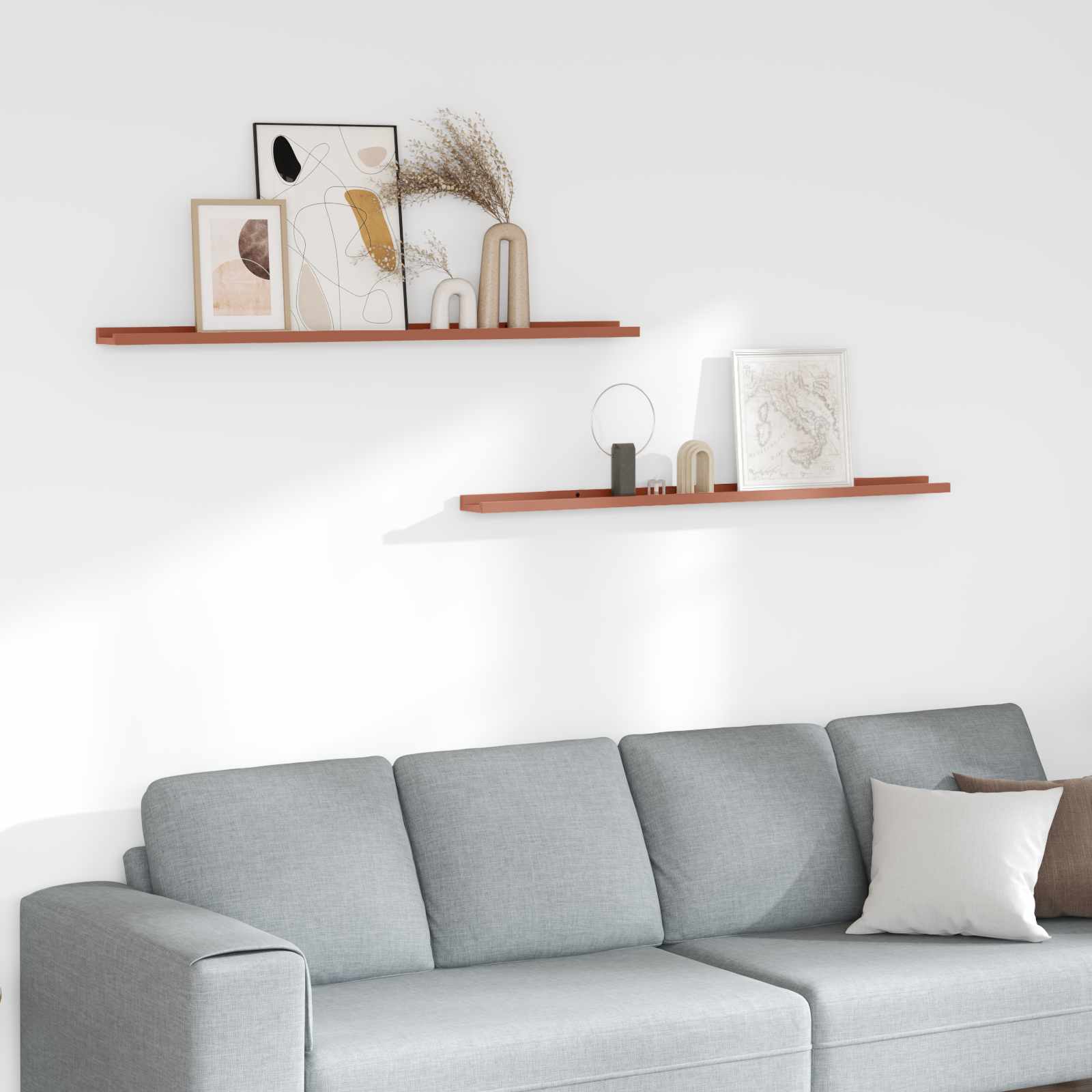 Scaffale da parete 2 pcs Rosso 115 x 9 x 3 cm Legno multistrato 42020005