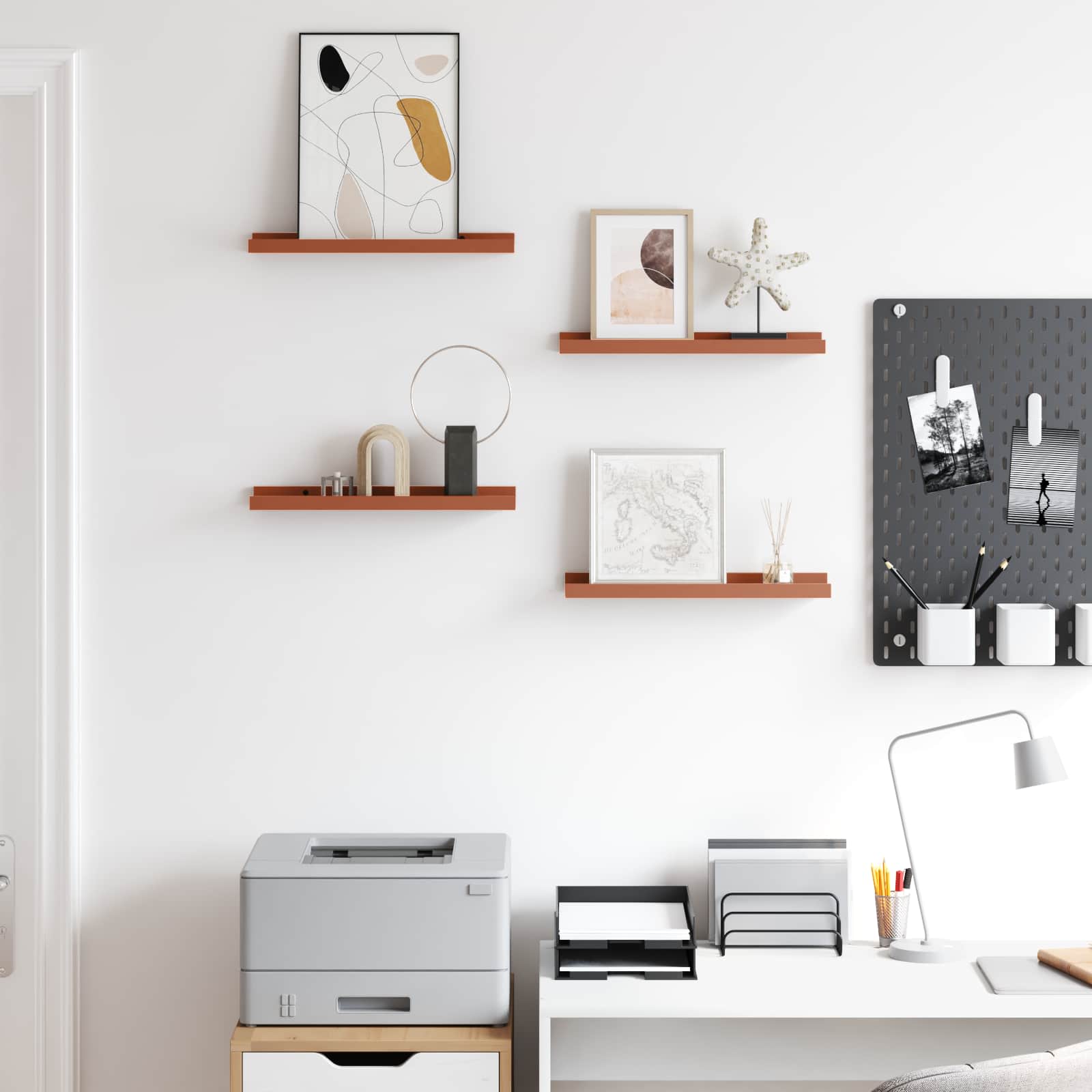 Scaffale da parete 4 pcs Rosso 40 x 9 x 3 cm Legno multistrato 42020006