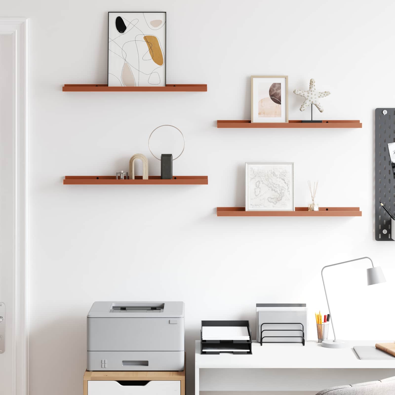 Scaffale da parete 4 pcs Rosso 60 x 9 x 3 cm Legno multistrato 42020007