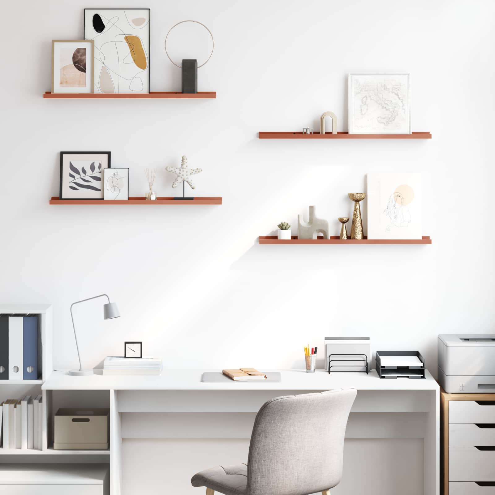 Scaffale da parete 4 pcs Rosso 80 x 9 x 3 cm Legno multistrato 42020008