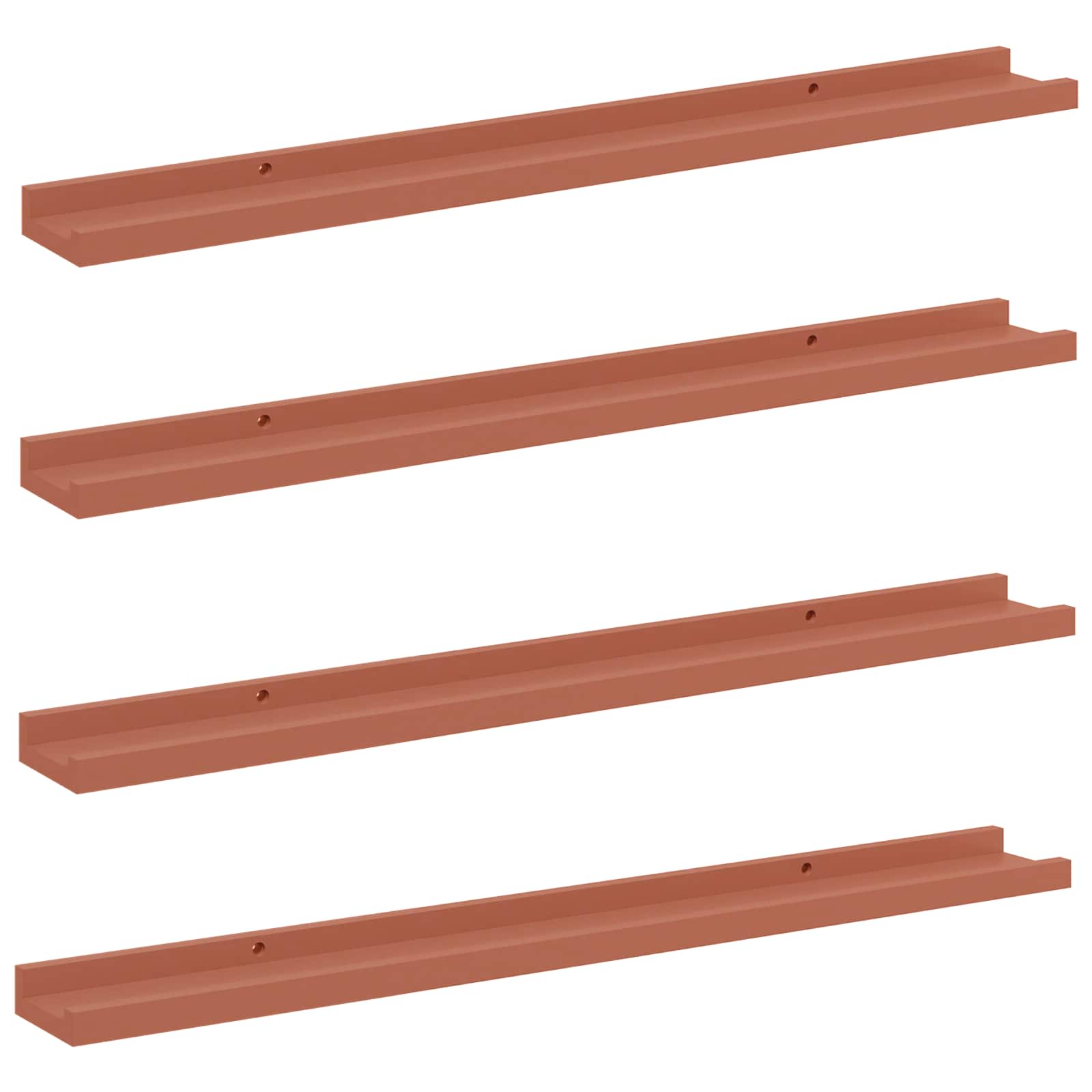 Scaffale da parete 4 pcs Rosso 80 x 9 x 3 cm Legno multistrato 42020008