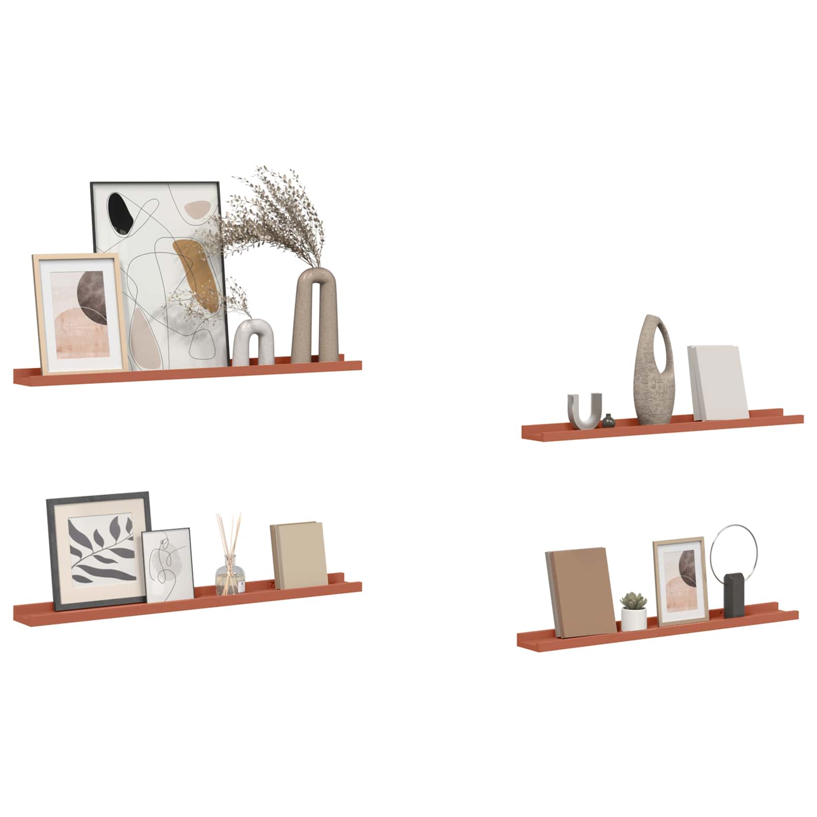 Scaffale da parete 4 pcs Rosso 80 x 9 x 3 cm Legno multistrato 42020008