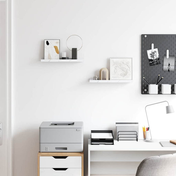 Scaffale da parete 2 pcs Marmo Bianco 40 x 9 x 3 cm 42020021