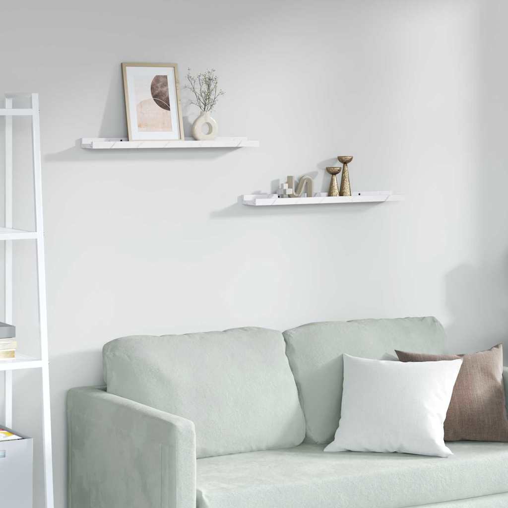 Scaffale da parete 2 pcs Marmo Bianco 60 x 9 x 3 cm 42020022