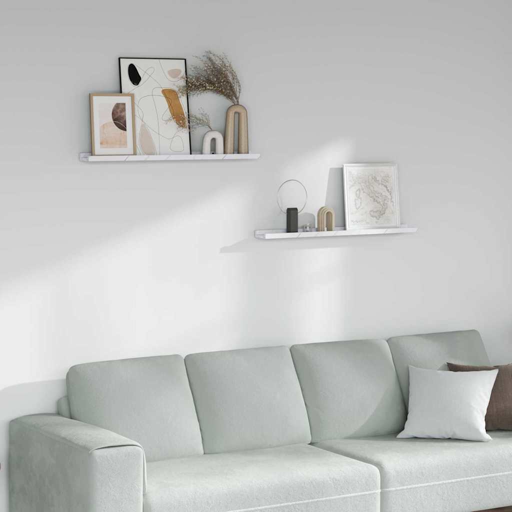 Scaffale da parete 2 pcs Marmo Bianco 80 x 9 x 3 cm 42020023